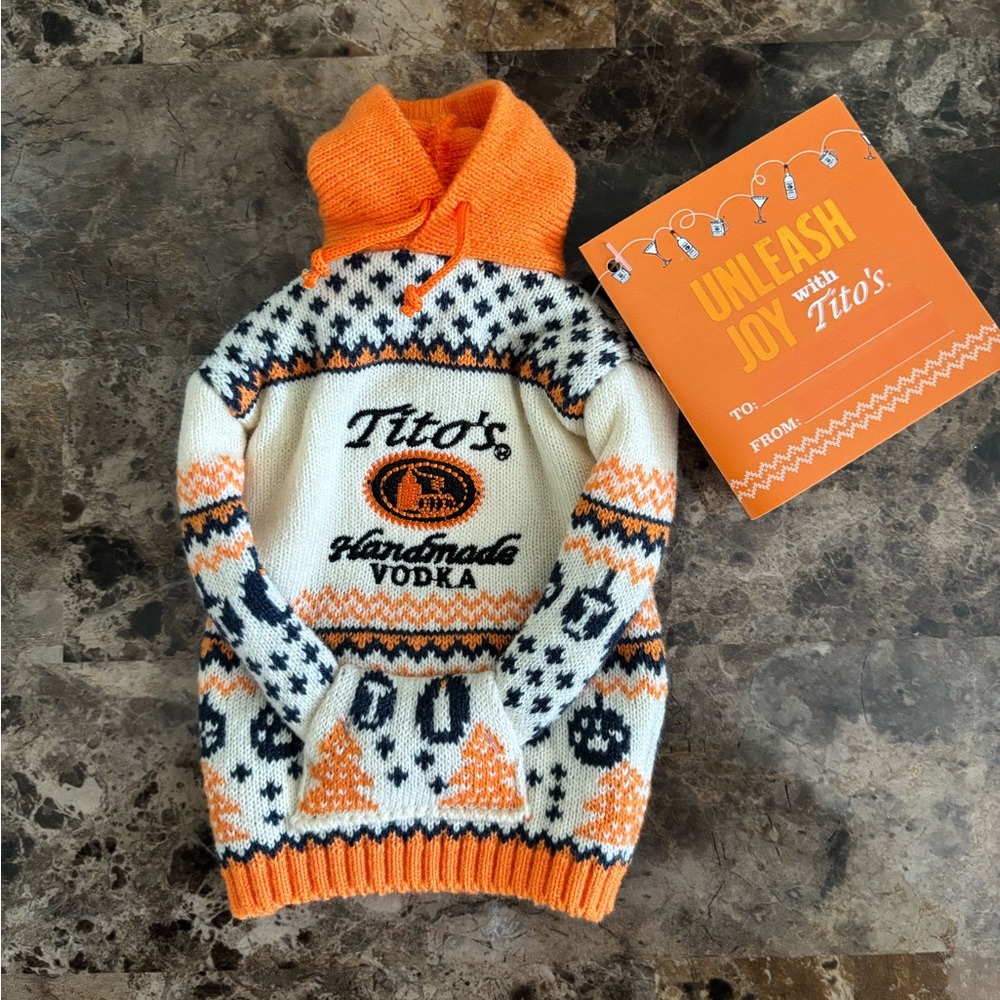 Tito's Handmade Vodka Sweater Bottle Cover -for Dog People Holiday Collectible